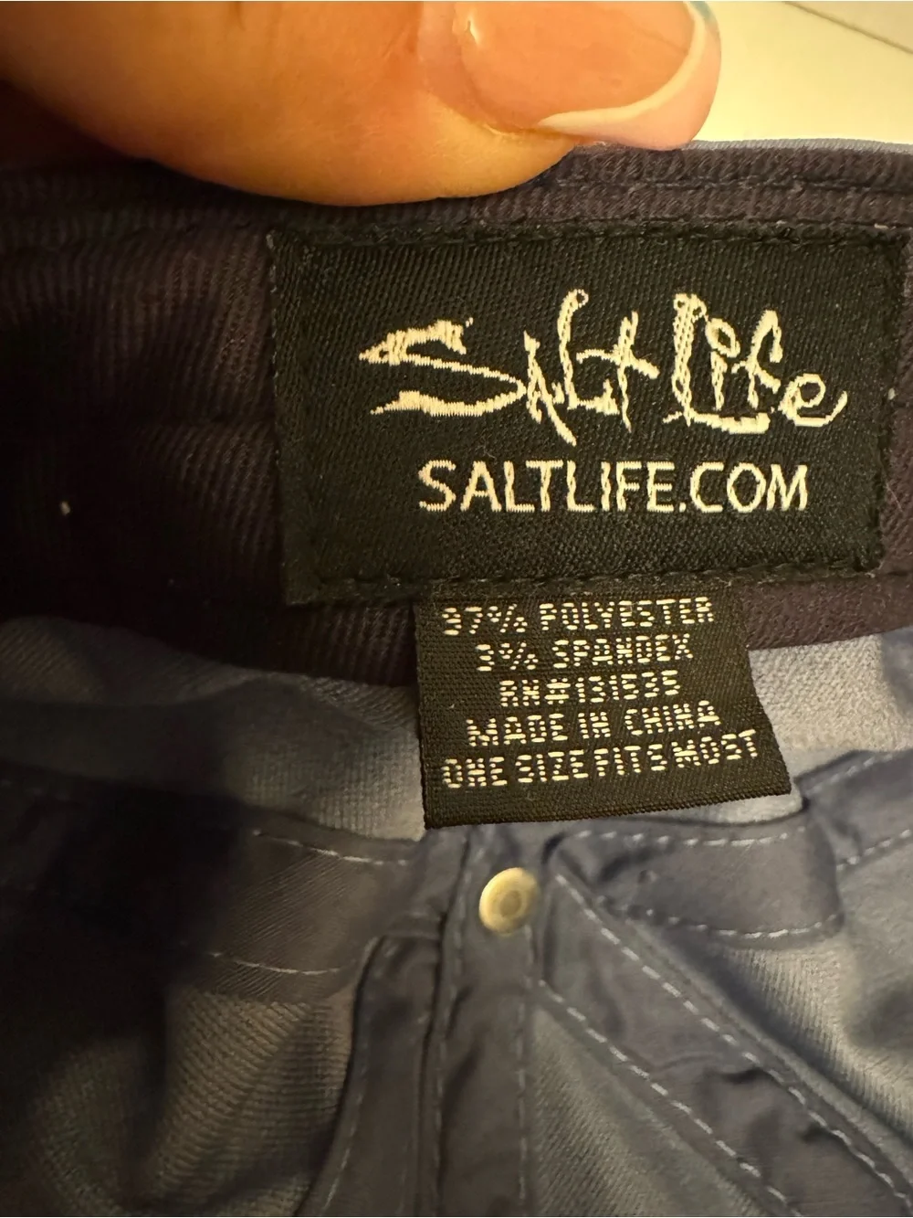 Salt Life Unisex Hat- Blue Gray Adjustable Navy Embroidered Logo Poly/Spandex